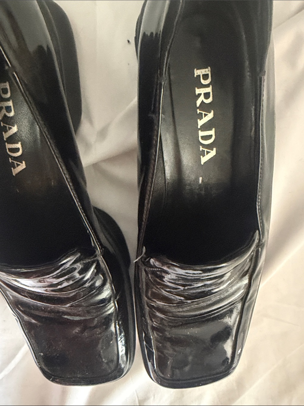 Prada Black Patent Leather Square-Toe Loafers - Picture 4 of 14